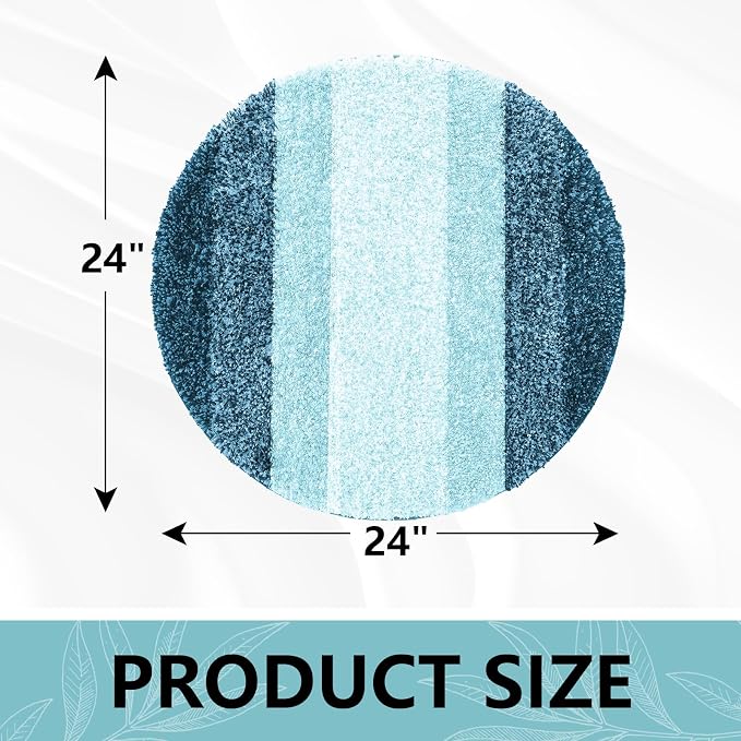 Arotive Microfiber Bathroom Rugs, Shaggy Soft and Absorbent Bath Rug, Thick Plush Machine Washable Dry Bath Mats for Bathroom, Tub and Shower, 24x24, Peacock Blue, Round