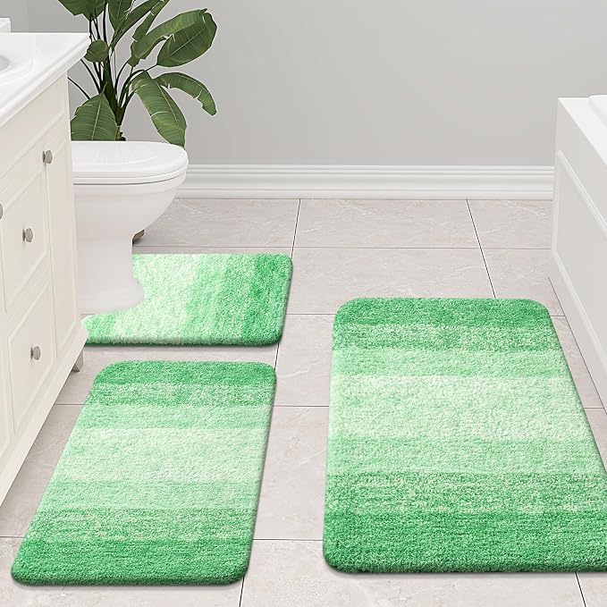 Arotive Microfiber Bathroom Rugs, Shaggy Soft and Absorbent Bath Rug, Thick Plush Machine Washable Dry Bath Mats for Bathroom, Tub and Shower, 36x24, Green, Rectangular