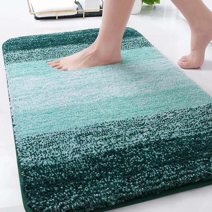 Arotive Microfiber Bathroom Rugs, Shaggy Soft and Absorbent Bath Rug, Thick Plush Machine Washable Dry Bath Mats for Bathroom, Tub and Shower, 34x21, Dark Green, Rectangular