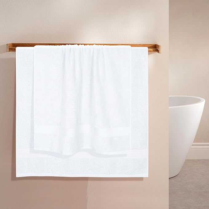 BOUTIQUO Cotton 2 Pack Oversized Bath Towel Set, Large Bath Towels 27x54, Ultra Soft, Absorbent, Compact, Quick Drying and Lightweight, Eco-Friendly and 100% Recyclable Towel Set - White