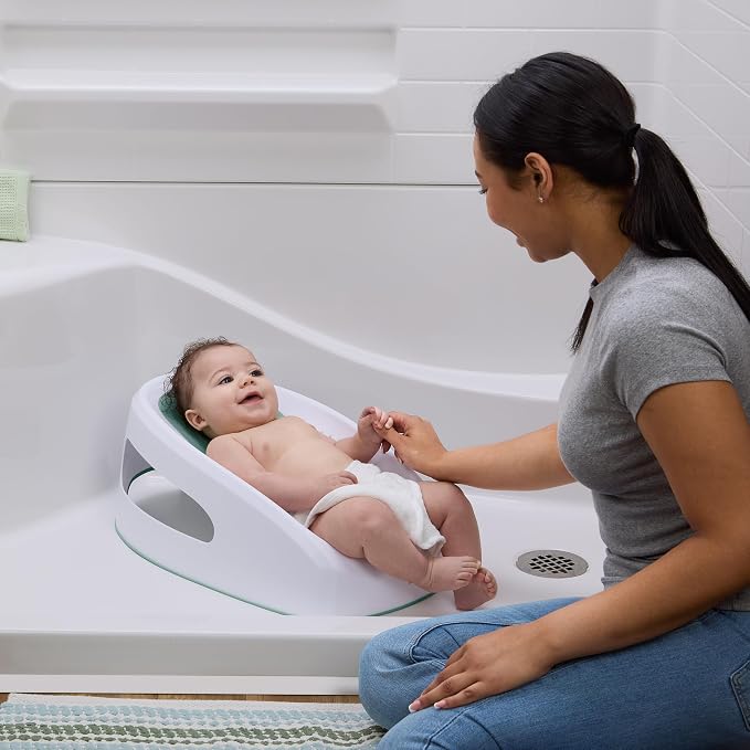 Ingenuity Easy Rinse Baby Bather, Non-Slip Newborn Bath Support for Babies 0-6 Months, Green