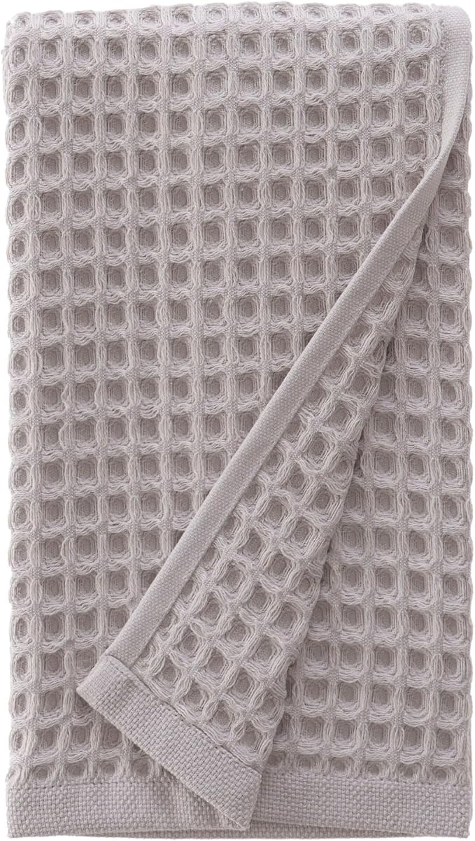 sea me at home Waffle Hand Towel – 100% Turkish Cotton, Quick-Dry, Soft and Absorbent Bathroom Towel (Light Grey)