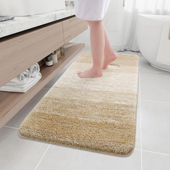 Arotive Microfiber Bathroom Rugs, Shaggy Soft and Absorbent Bath Rug, Thick Plush Machine Washable Dry Bath Mats for Bathroom, Tub and Shower, 54x24, Camel, Rectangular