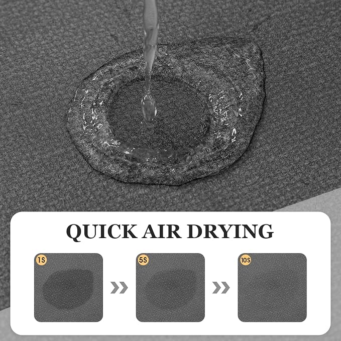 ACCUMTEK Non Slip Bath Mat, Thin Bathroom Rugs Fit Under Door, Quick Dry Bath Mats, Machine Washable Bath Rugs for Bathroom, Bathtub & Kitchen, Bathtub & Kitchen, Grey/Bordered/24 x16