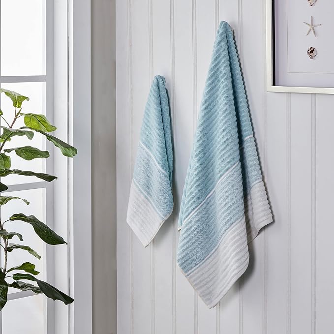 SKL Home Planet Ombre 2 Bath, 2 Hand Towel Set, Aqua