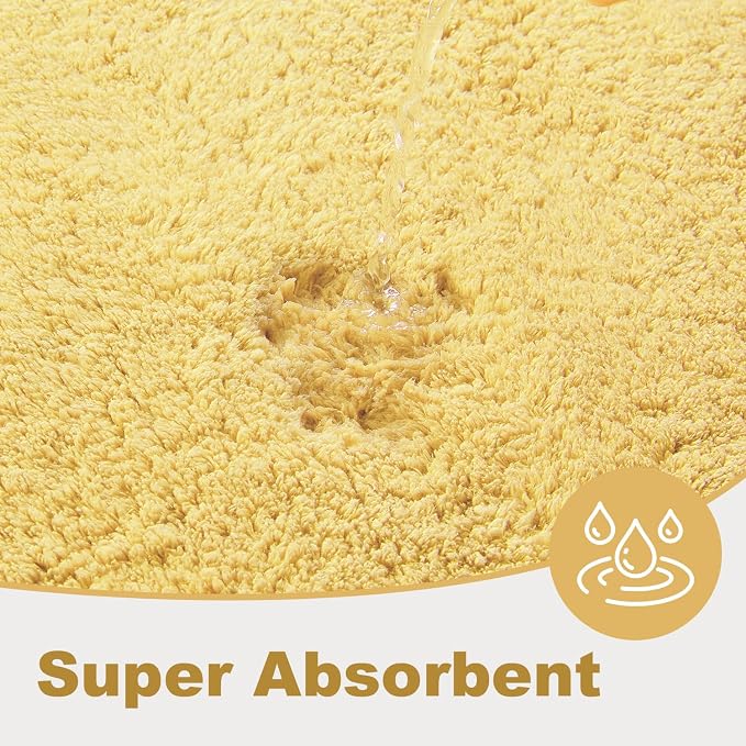 TYUU Toilet Rug, Ultra Soft Toilet Rugs U Shaped Machine Washable Non Slip Absorbent Quick Dry Toilet Mat with Rubber Backing, Yellow 20" x 24" U Shape
