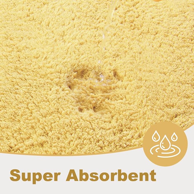 TYUU Yellow Bathroom Rugs, Ultra Soft Bath Rugs Non Slip Washable, Super Absorbent Quick Dry Small Bath Mat with Rubber Backing for Bathroom Floor, Shower, or Sink, Yellow 16" x 24"