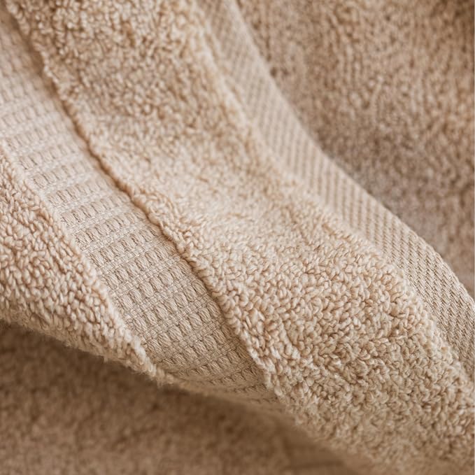 SALBAKOS 100% Turkish Cotton Washcloth Set of 12, 13x13 inch | Premium Quality | Hotel & Spa Collection | Ultra Soft, Super Absorbent, Wash Cloth Towels | Made in Turkey (Taupe, 12 Washcloths)