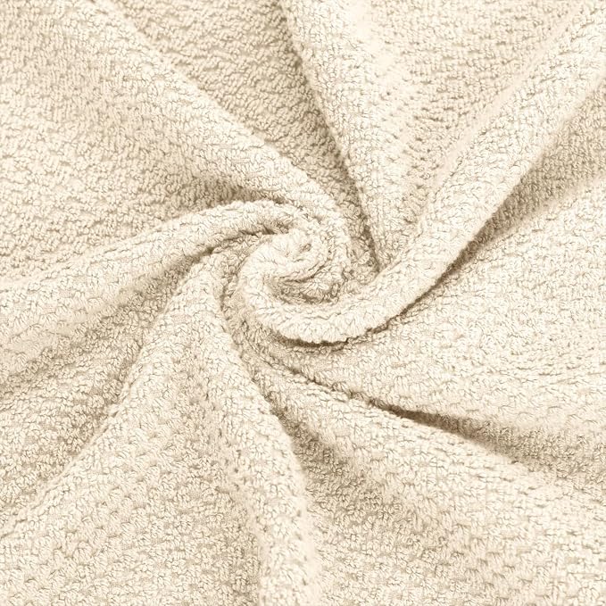 Feather & Stitch 100% Cotton 625 GSM Bath Towel Set of 6, Ultra Soft Highly Absorbent 2 Bath Towels, 2 Hand Towels & 2 Washcloth - Luxury Quick Dry Shower Towels (Ivory)