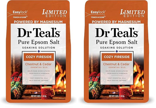 Dr Teal's Epsom Salt Magnesium Soak, Cozy Fireside, 3 lbs (Pack of 2)