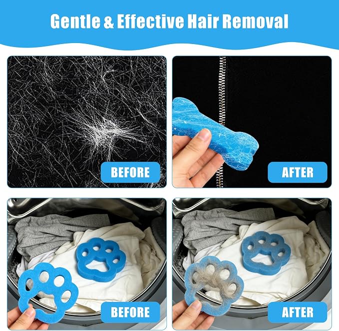 6Pcs Pet Hair Remover for Laundry, Effective Cat & Dog Hair Catcher for Washer & Dryer, Lint and Fur Remover for Clothes, Bedding