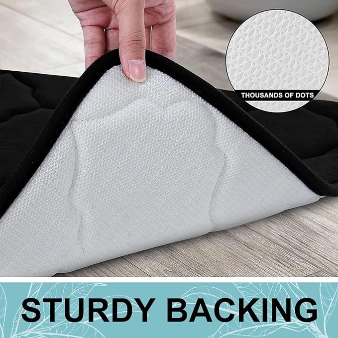 OLANLY Memory Foam Bath Mat Rug 70x24, Soft and Absorbent Bathroom Rugs, Non-Slip, Comfortable, Machine Washable Bath Carpet for Bathroom Floor, Tub, Shower and Home Decor Accessories, Black