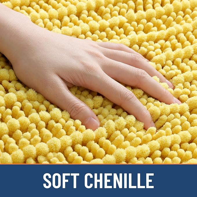 Smiry Bathroom Rugs Mat 36x24, Extra Soft Absorbent Chenille Bath Rugs, Non Slip Rubber Backing Machine Washable Quick Dry Bath Mats for Bathroom Floor, Tub, Shower, Home Decor Accessories, Yellow