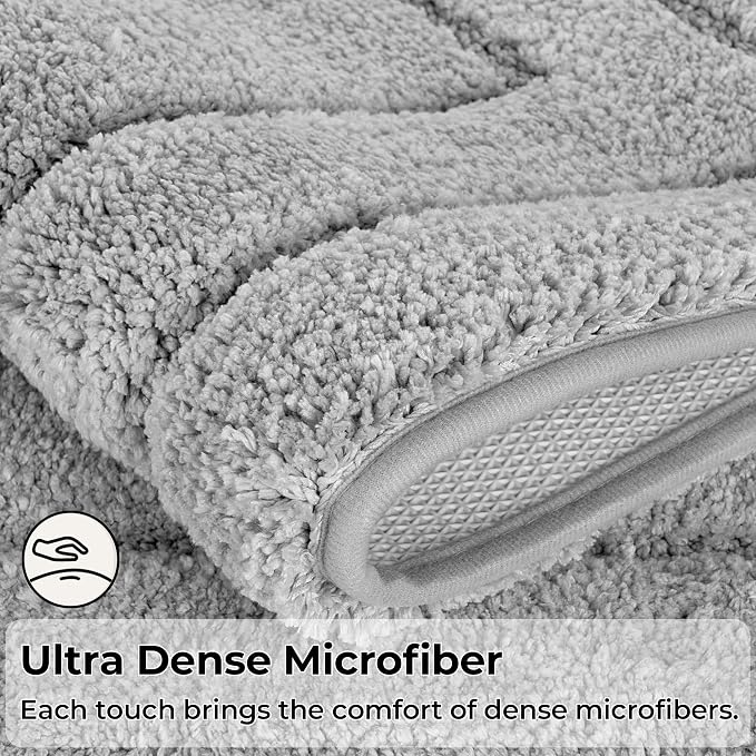 GRANNY SAYS Gray Bathroom Rug Mat, Bath Mats for Bathroom Non-Slip, Super Soft and Water Absorbent, Extra Large Bath Rugs, Microfiber Bath Rugs for Floor, Tub and Shower, 71" x 24"