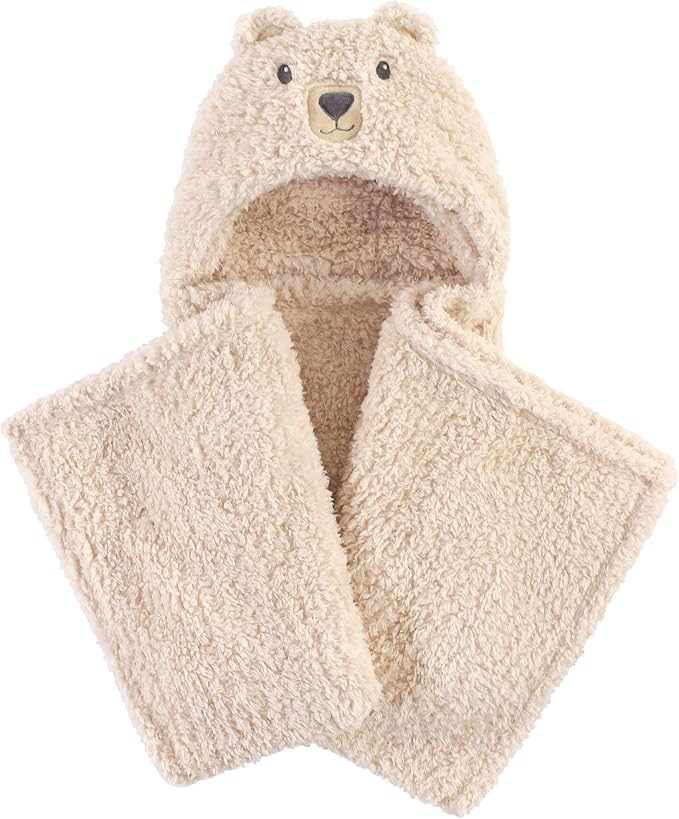 Hudson Baby Unisex Baby and Toddler Hooded Animal Face Plush Blanket, Cozy Bear, One Size