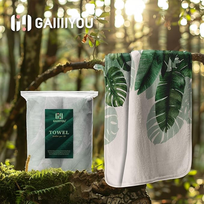 Botanical Leaf Microfiber Hand Towels Soft High Absorbent Towel for Bathroom Kitchen