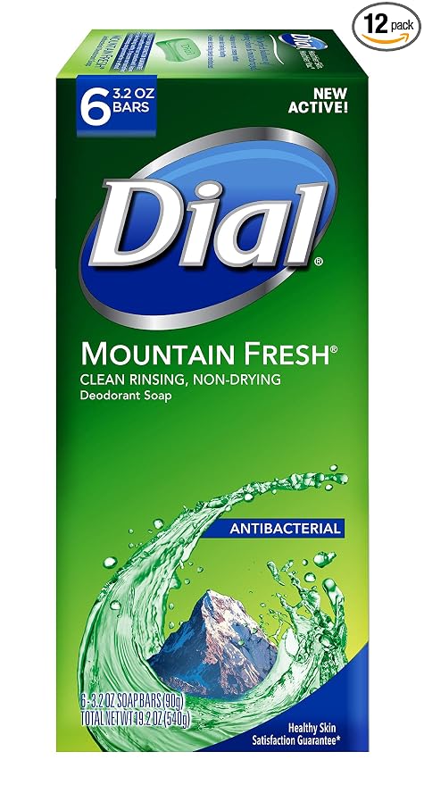 Dial Antibacterial Bar Soap, Mountain Fresh, 3.2 Ounce, 6 Bars