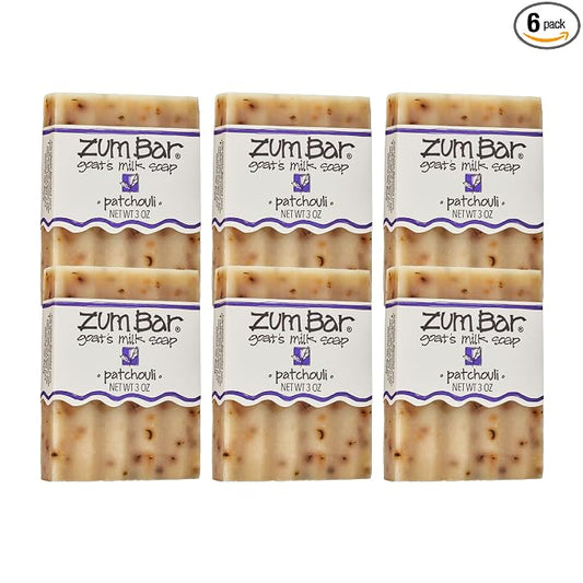 Zum Indigo Wild Goat's Milk Soap Bar - Bar Soap for Hands & Body Made with Essential Oils - 3 oz - Patchouli (6 Pack)