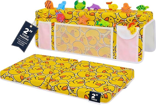 Bath Kneeler –8 Suction Cups & 2" Thicker Padding.Certified Bath Kneeling Pad for Bath Tub & 5 Bath Toy Organizer. Fast Dry Bath Kneeler and Elbow Rest Pad Set. Baby Bath Essentials by Supa Ant-Duck
