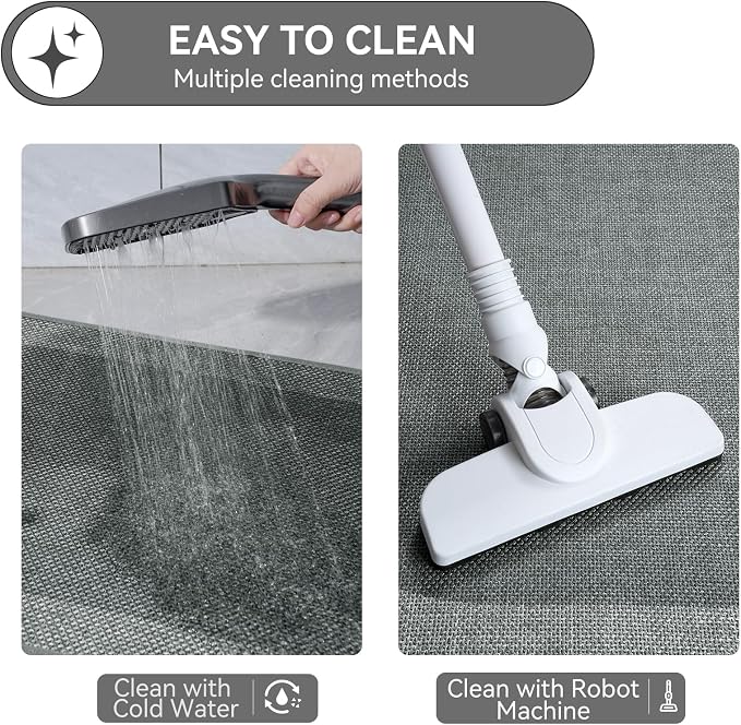 YDKGL Bathroom Runner Rug, Thin Bath Mat Non Slip Washable Long Bathroom Rugs, Rubber Backing Quick Dry for Floor, Tub and Shower, Grey 17x47