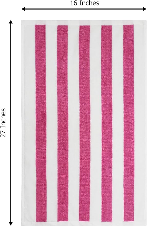 ORIGINAL KIDS Hand Towels - Set of 6 Cabana Stripe 100% Cotton Yarn Dyed Terry Hand Towels - Super Soft Quick Dry Easy Care Absorbent Towels for Bathroom Kitchen Toddlers Children - 16x27 - Pink White