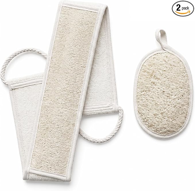 2 Pack Loofah Back Scrubber, Back Scrubber for Shower Set | 27.5" Long Exfoliating Bath Sponge with Handle, Deep Clean Loofah Sponge for Women, Men Bathing