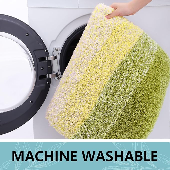 Arotive Microfiber Bathroom Rugs, Shaggy Soft and Absorbent Bath Rug, Thick Plush Machine Washable Dry Bath Mats for Bathroom, Tub and Shower, 24x16, Olive Green, Rectangular