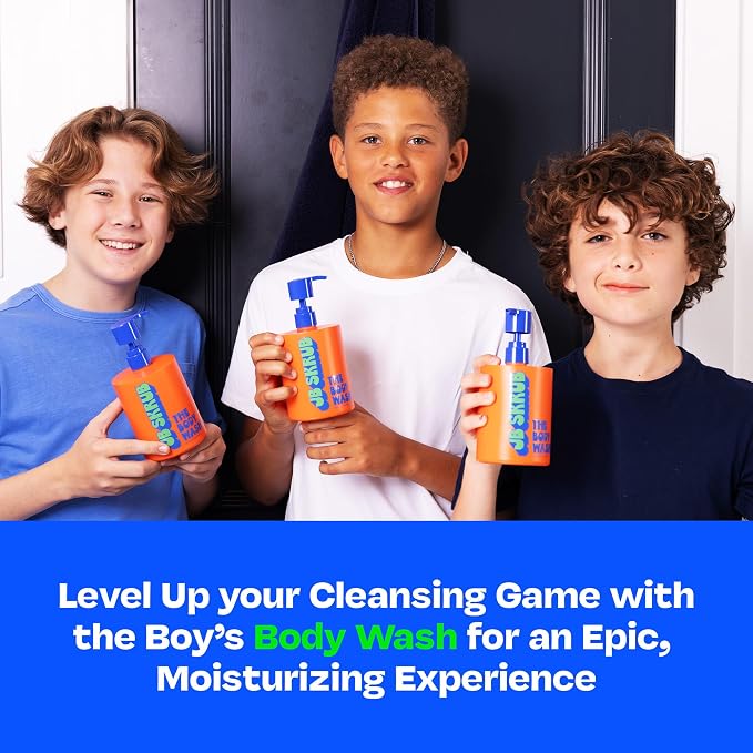 JB SKRUB Boys Body Wash for Kids, Tweens & Teens, pH-Balanced Foaming Citrus Wash, No Harsh Ingredients, Tackles Odor & Breakouts, 14 oz.