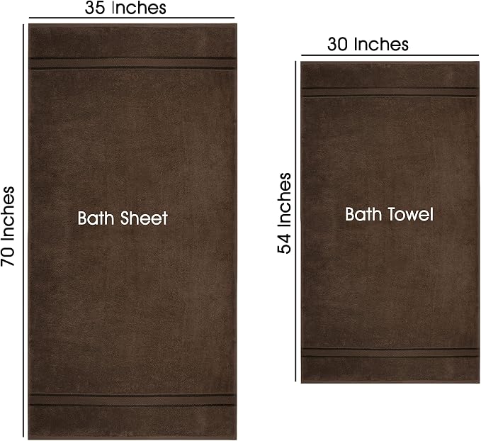 COTTON CRAFT Ultra Soft Bath Sheets - 2 Pack - 35 x 70 - Absorbent Quick Dry Everyday Luxury Hotel Bathroom Spa Gym Shower Beach Pool Travel Dorm - 100% Cotton - 580 GSM - Easy Care - Chocolate Brown