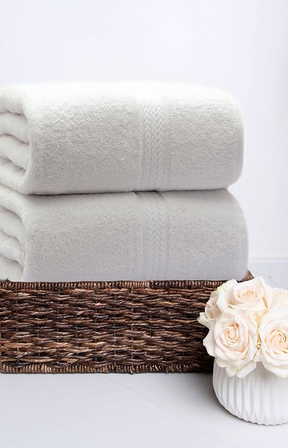 COTTON CRAFT Ultra Soft Bath Sheets - 2 Pack - 35 x 70 - Absorbent Quick Dry Everyday Luxury Hotel Bathroom Spa Gym Shower Beach Pool Travel Dorm - 100% Ringspun Cotton - 580 GSM - Easy Care - White