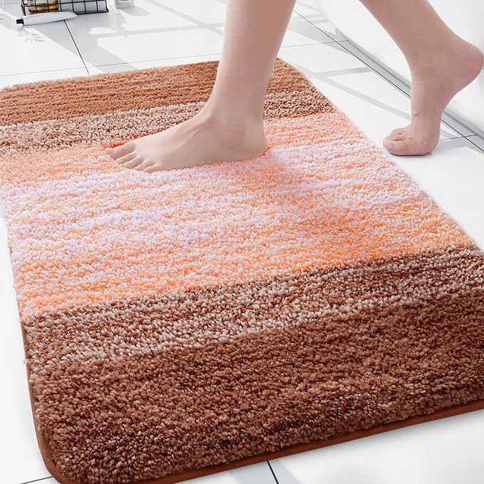 Arotive Microfiber Bathroom Rugs, Shaggy Soft and Absorbent Bath Rug, Thick Plush Machine Washable Dry Bath Mats for Bathroom, Tub and Shower, 30x20, Orange, Rectangular