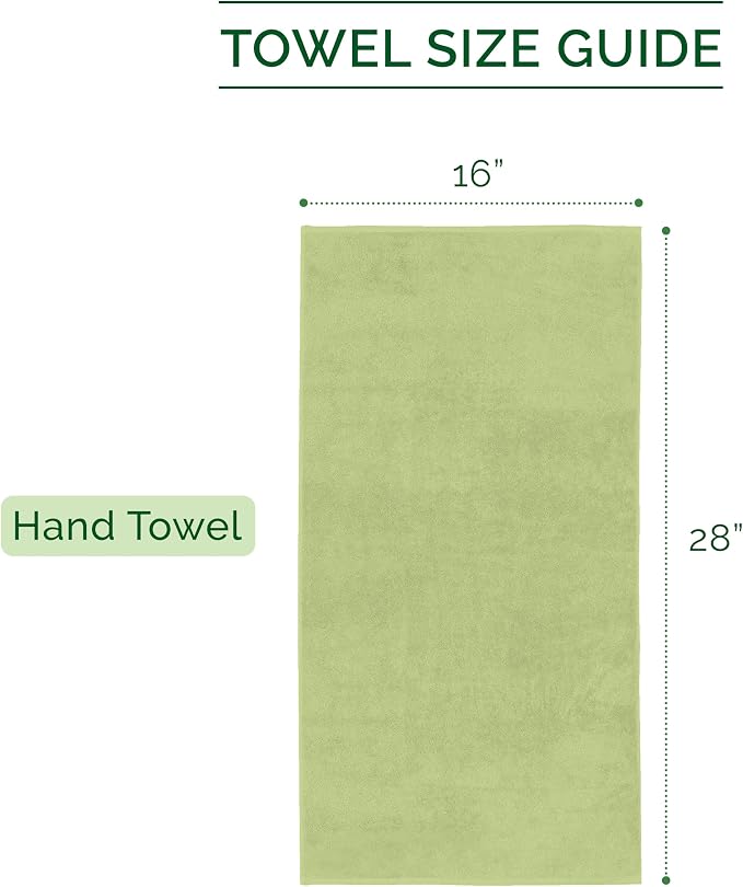 Elegant Comfort Three Line Popcorn Towel Set for Bathroom 16 x 28 inches, Premium Hotel Quality 4-Pack Hand Towels, 100% Turkish Cotton, Soft and Durable, Quick Dry and Highly Absorbent, Sage Green