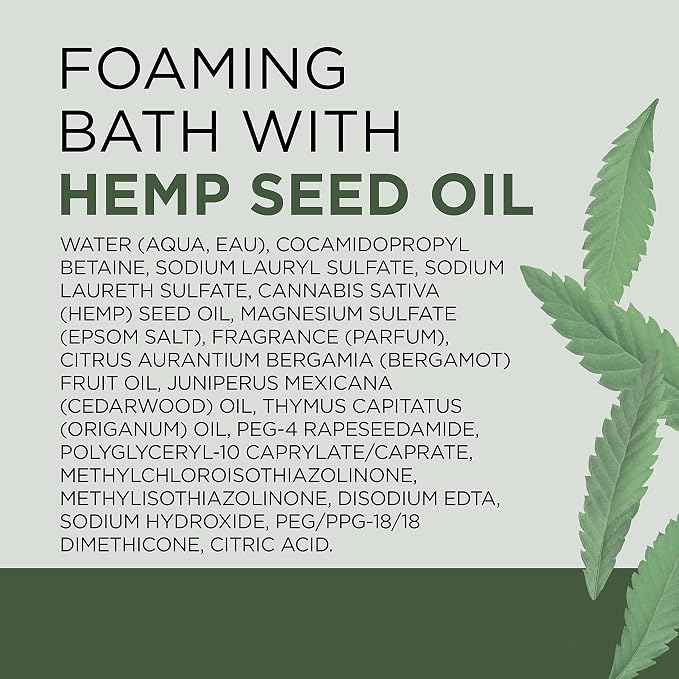 Dr Teal's Foaming Bath with Pure Epsom Salt, Cannabis Sativa Hemp Seed Oil, 34 fl oz (Pack of 4)