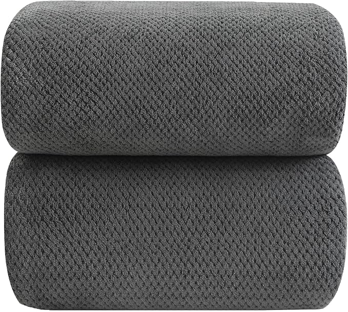 YTYC 39x78 Inch Oversized Bath Sheets Towels for Adults Luxury Shower Bath Towels Extra Large Sets for Bathroom Super Soft Microfiber 80% Polyester (Charcoal Grey,2)
