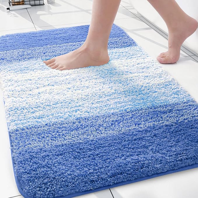 Arotive Microfiber Bathroom Rugs, Shaggy Soft and Absorbent Bath Rug, Thick Plush Machine Washable Dry Bath Mats for Bathroom, Tub and Shower, 30x20, Light Royal Blue, Rectangular