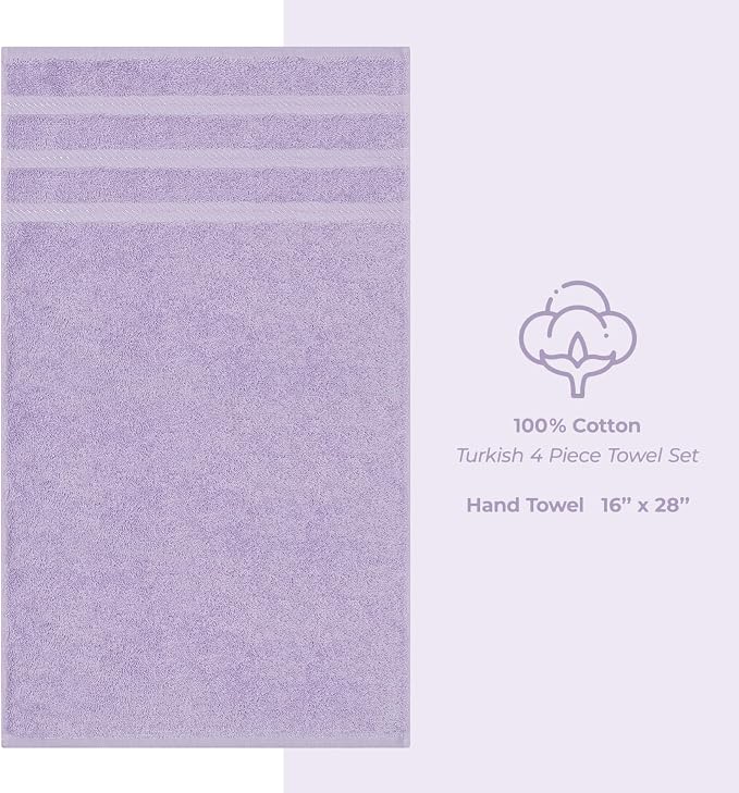 American Soft Linen 100% Cotton Luxury Turkish Towels, 4 PC Hand Towel Set | Soft Absorbent Quick Dry OEKO Tex Standard 100 Certificated Durable Machine Washable Breathable Premium Hotel Quality