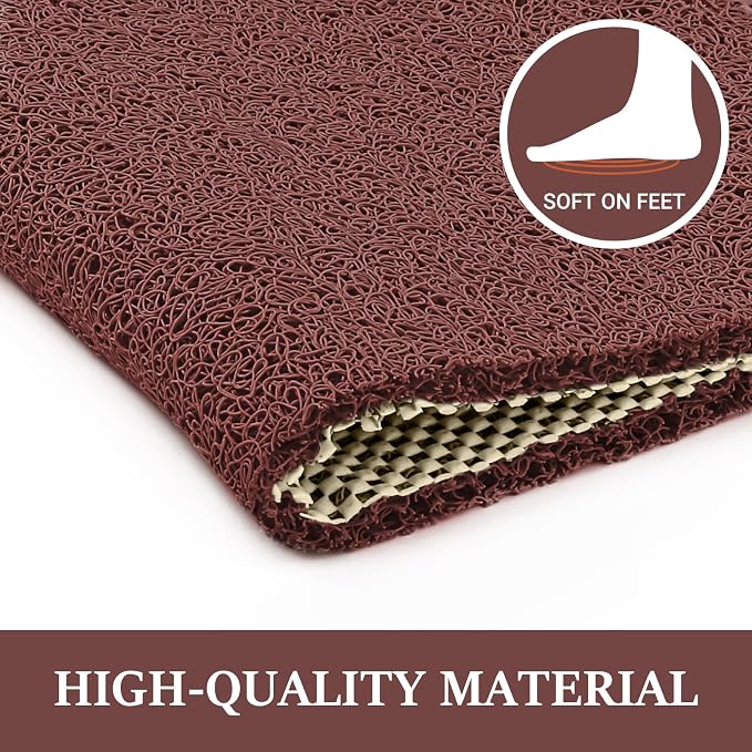 LuxStep Shower Mat Bathtub Mat,36x16 inch, Non-Slip Bath Mat with Drain, Quick Drying PVC Loofah Bathmat for Tub,Shower,Bathroom,Reddish Brown