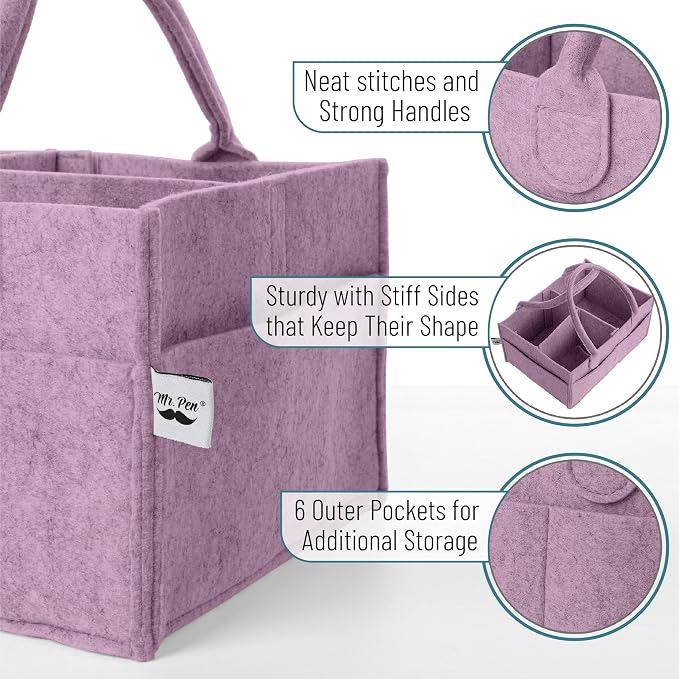 Mr. Pen- Baby Diaper Caddy Organizer, Orchid Mist | Nursery Storage Bin and Car Organizer for Diapers and Baby Wipes
