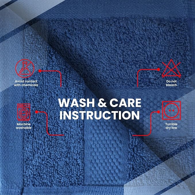 Infinitee Xclusives Luxury Wash Cloths for Showering [13x13] – 100% Cotton Washcloths [Pack of 4], Soft and Absorbent Face Towels for Bathroom Wash Clothes, Gym, and Spa (Tranquil Navy)