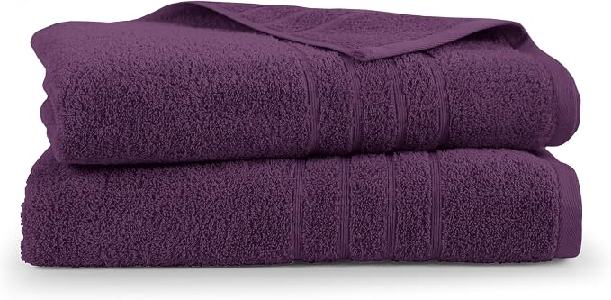 Martex 2-Pack Ultimate Performance Bath Sheet Set, Dark Purple, 33" x 65" | 100% Cotton, Extra Large Bath Towels, Super Absorbent, Low-Linting, Supersoft