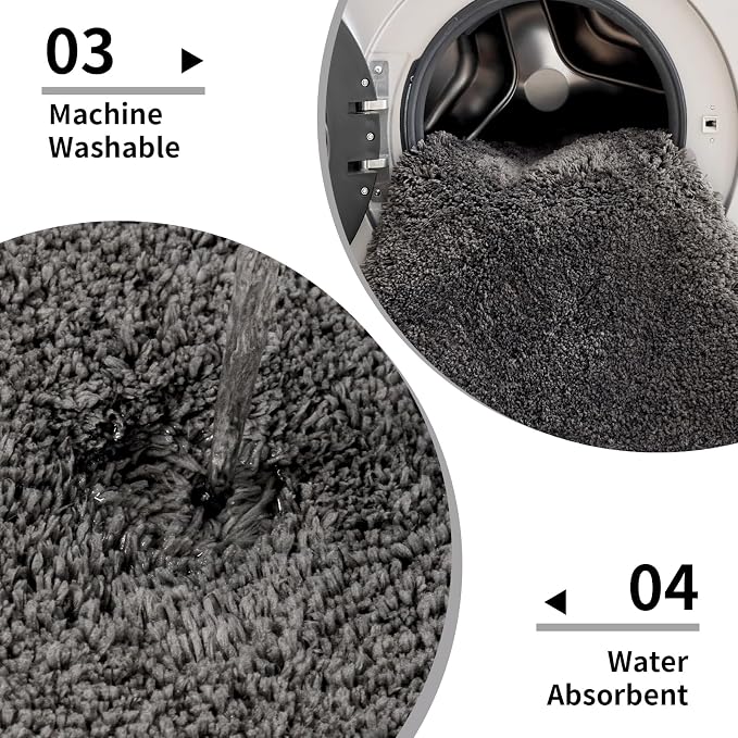 Disolla Bathroom Rug 20x32 - Non-Slip Plush Thick Bath Mat, Highly Absorbent & Ultra Soft Fluffy Floor Mat, Machine Washable for Shower and Tub, Dark Grey