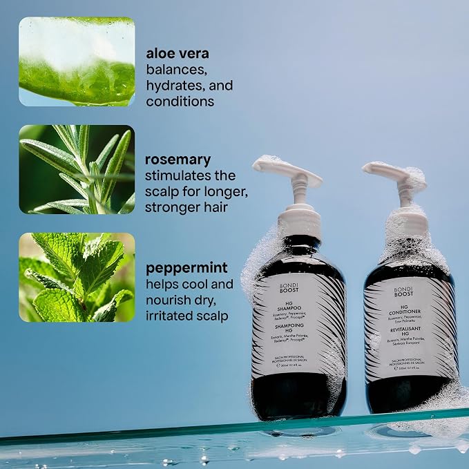 BondiBoost HG Anti-Thinning Shampoo Conditioner Set [10.14 fl oz each], Clinically Tested to Promote Fuller + Thicker-Looking Hair for Women & Men, Procapil, Redensyl & Rosemary Formula, Sulfate-Free
