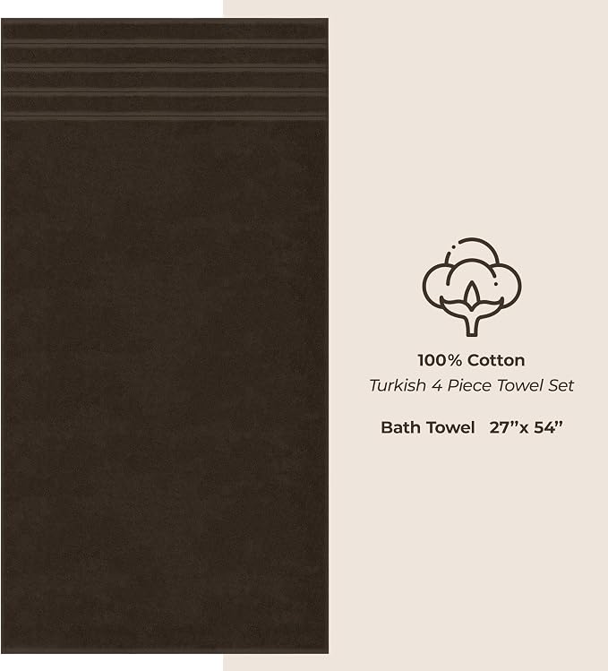 American Soft Linen 100% Cotton Luxury Turkish Towels, 4 PC Bath Towel Set | Soft Absorbent Quick Dry OEKO Tex Standard 100 Certificated Durable Machine Washable Breathable Premium Hotel Quality