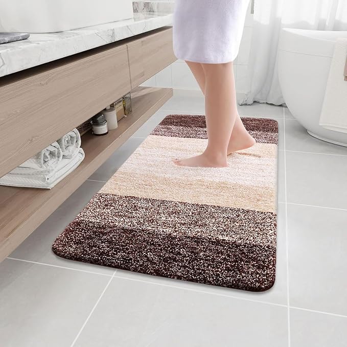 Arotive Microfiber Bathroom Rugs, Shaggy Soft and Absorbent Bath Rug, Thick Plush Machine Washable Dry Bath Mats for Bathroom, Tub and Shower, 40x24, Brown, Rectangular