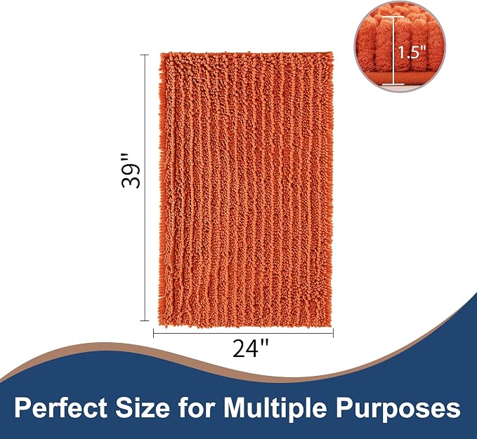 FLOLEOPA Soft Plush Microfiber Bathroom Rugs, Absorbent Bath Rugs Non Skid Machine Wash Dry Bath Mats for Tub,Shower and Bath Room Floor Mats(Burnt Orange,24x39 inches)