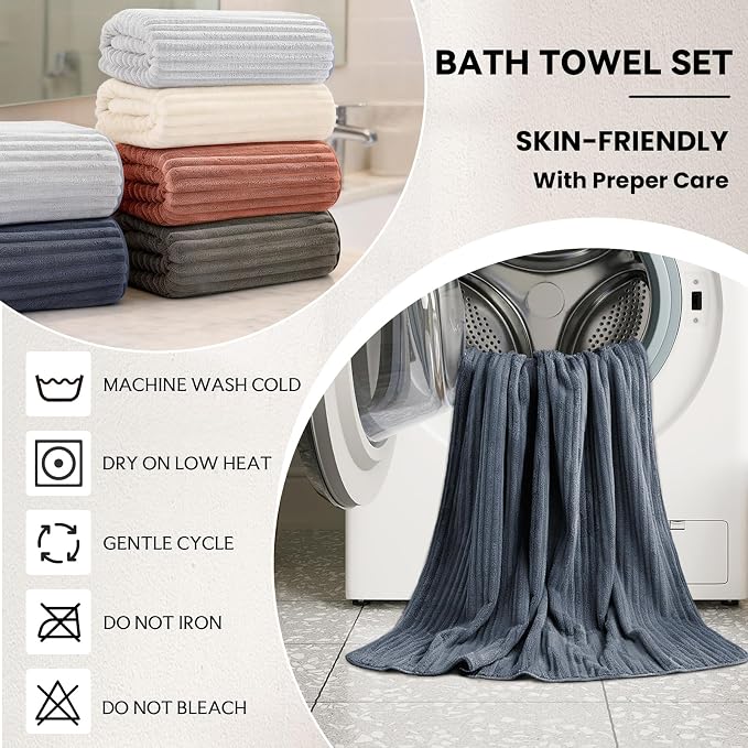 10-Piece Microfiber Bath Towel Set – 280 GSM Coral Fleece, Ultra Soft Quick Dry Towels, Includes 5 Oversized Bath Sheets 35”x67” & 5 Hand Towels, Absorbent Bathroom Towels for Home Spa (Dark color)