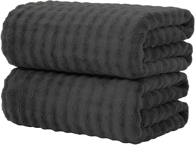 KBY Bath Towels Set of 2, Extra Large Bath Sheets 40X80 Inches,Quick Dry, Ultra Soft & Super Absorbent Oversized Bathroom Towel Sets for Adults, Gym, Spa, Pool & Hotel（Charcoal Gray）