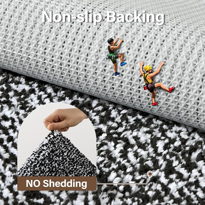 60x24 Long Bathroom Rugs Washable Non Slip, Black Bath Mat for Bathroom Floor Tub, Soft Absorbent Quick Dry Mats for Shower,Bathtub,Home Decor