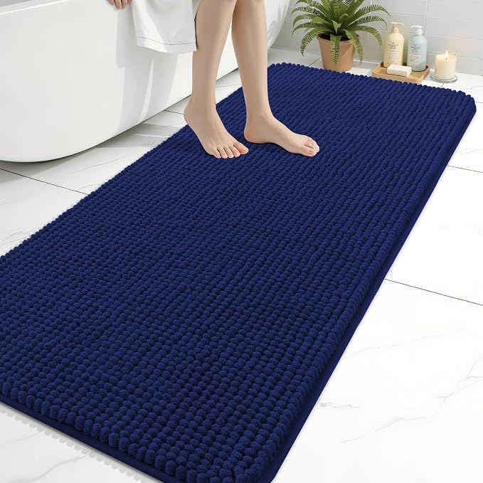 Arotive Bathroom Rugs 60" x 24", Ultra Soft Absorbent Chenille Bath Rugs, Rubber Backing, Machine Washable Bath Mats for Bathroom Floor, Tub and Shower, Home Decor Accessories, Navy