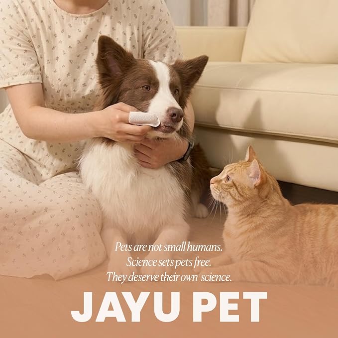 JAYU PET Peanut Butter Scent Dental Finger Wipes for Dogs 50 Count | No-Rinse, Dual-Finger, Oral Care, Teeth Cleaning